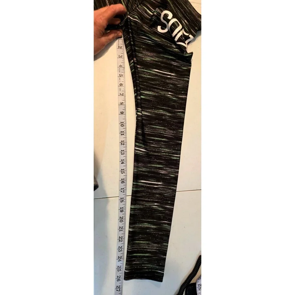 Justice Girls Softball Leggings sz14 Black Multi Color Full Lenght Stretch Sport